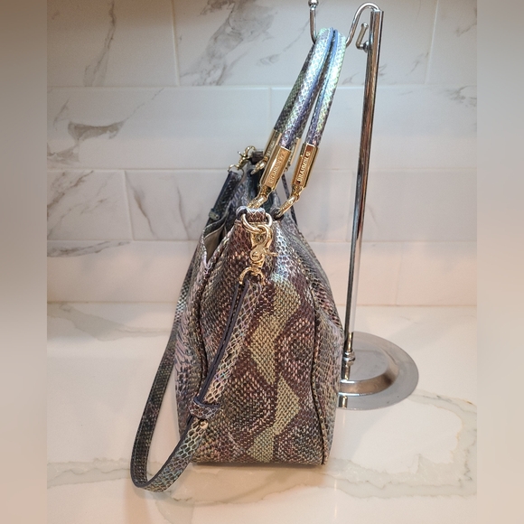 Brahmin Marianna Moonstone Seville Iridescent Snake Print Shoulder Bag Tote - Picture 10 of 16